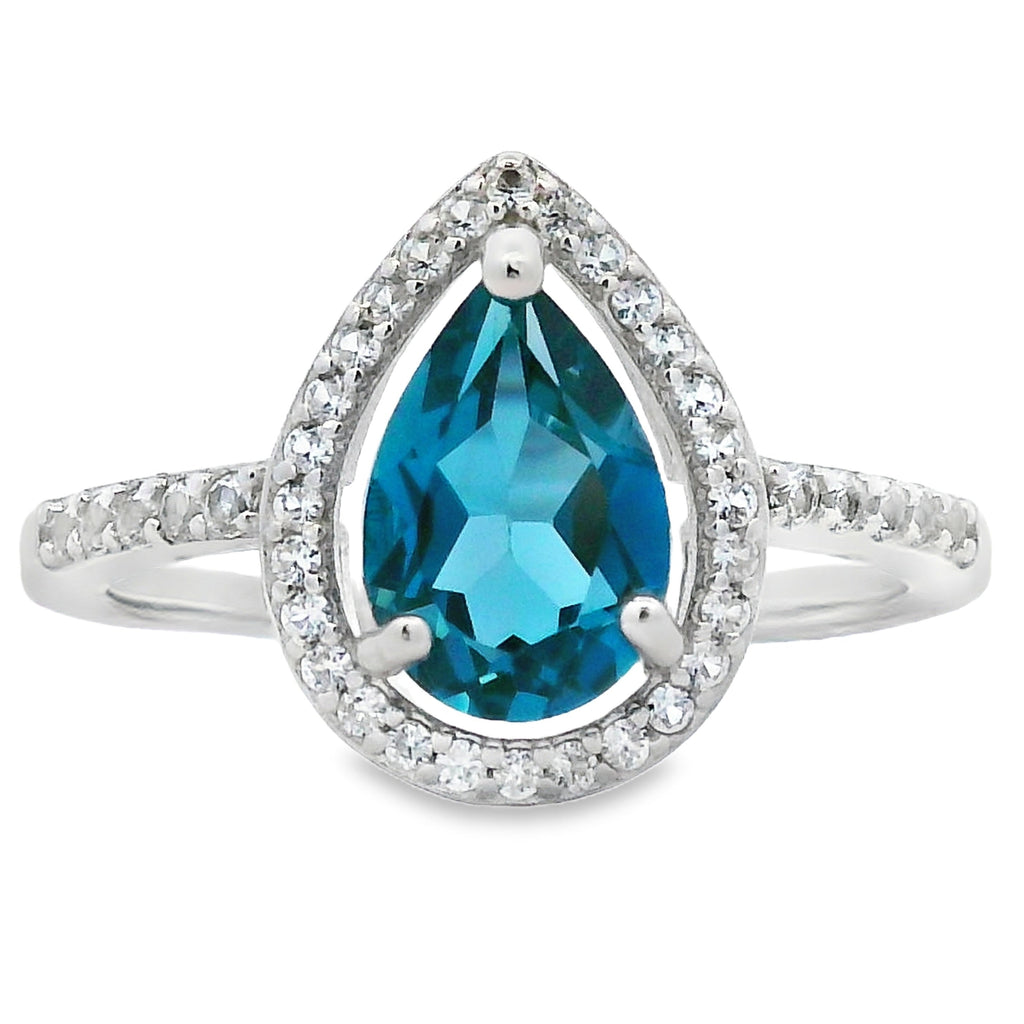 Anillo de plata esterlina con zafiro y topacio azul de Londres cultivado
