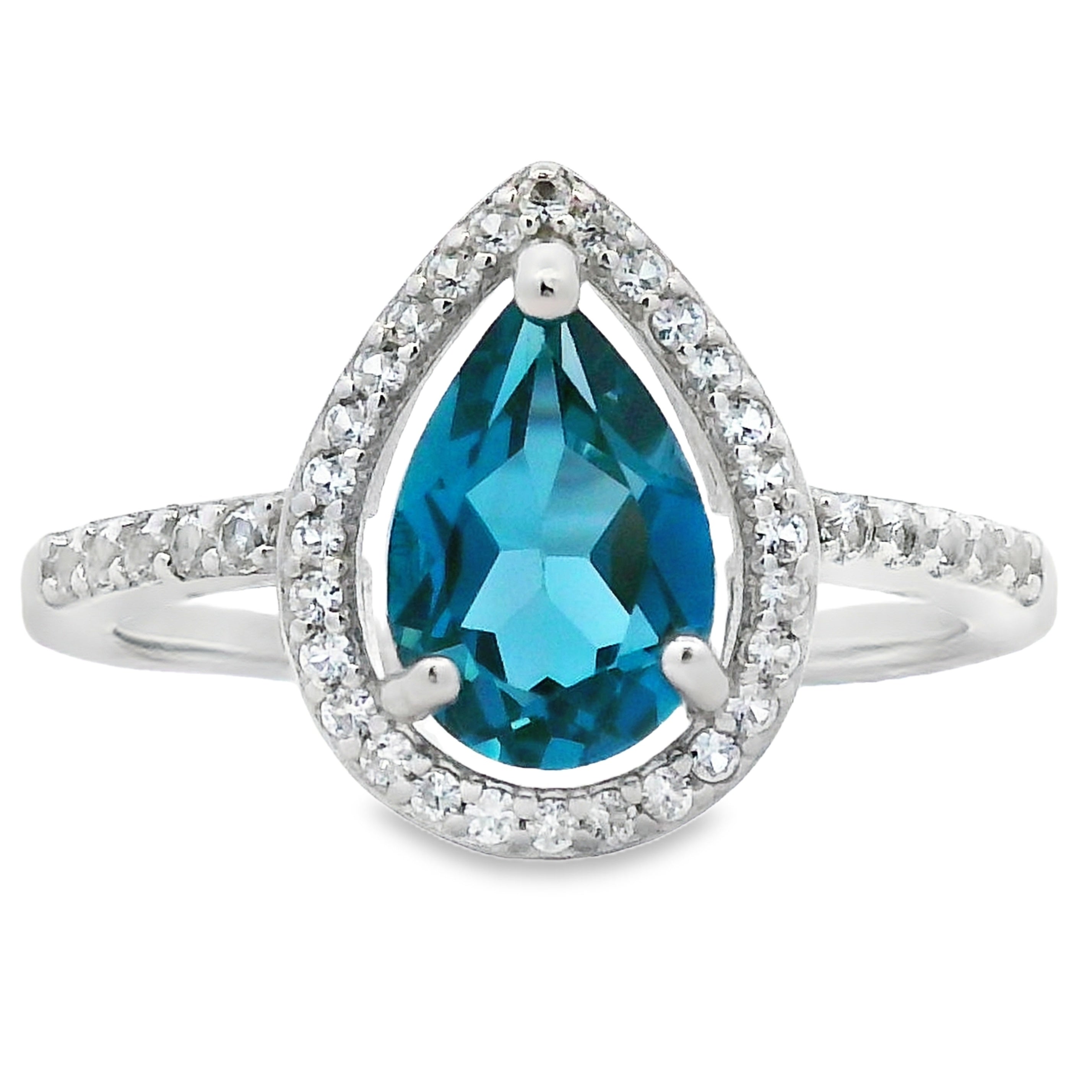 Anillo de plata esterlina con zafiro y topacio azul de Londres cultivado