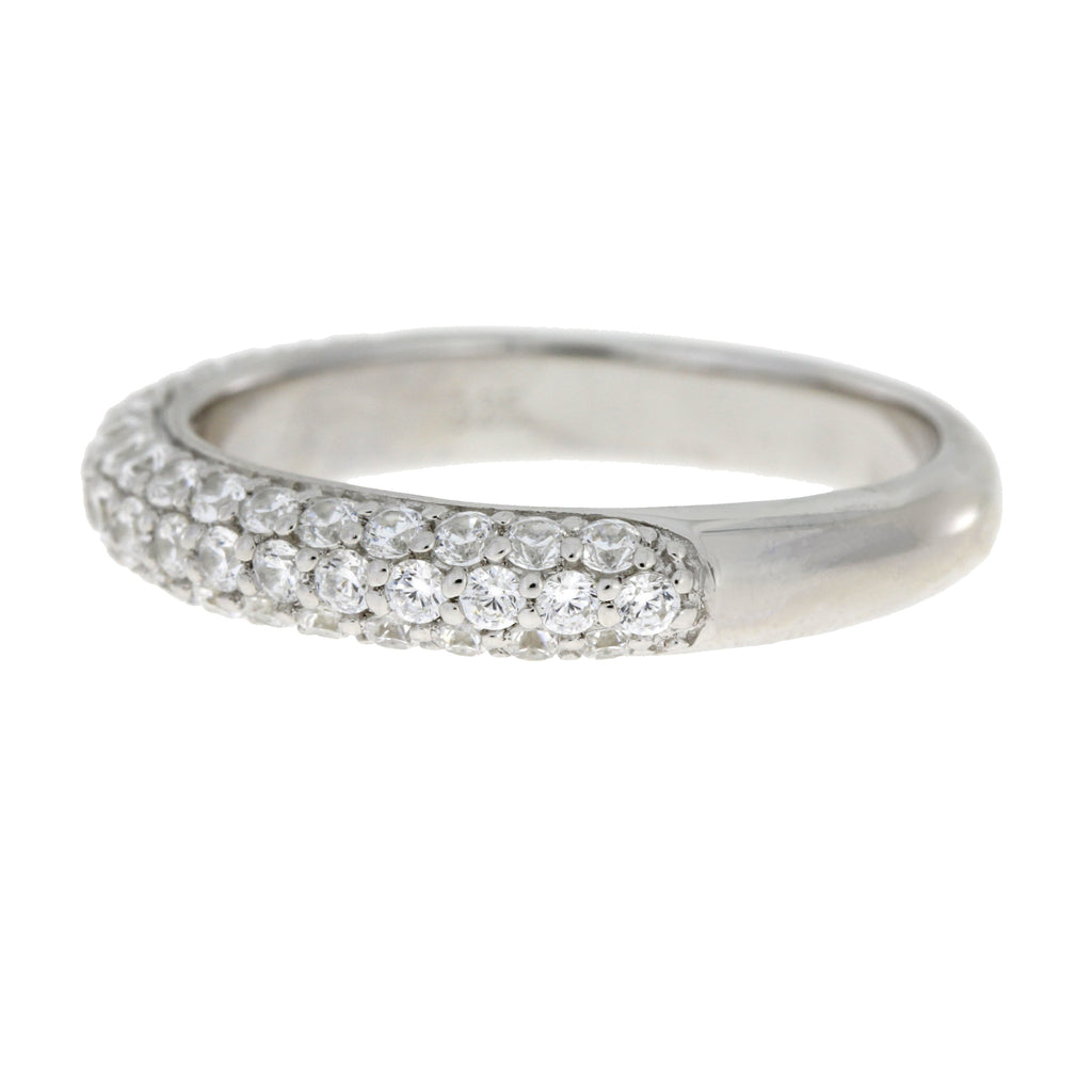 Cubic Zirconia Wedding Band Ring Sterling Silver
