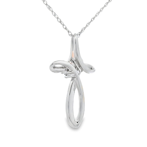 .04ct Diamond Cross Religious Pendant 14K White Gold
