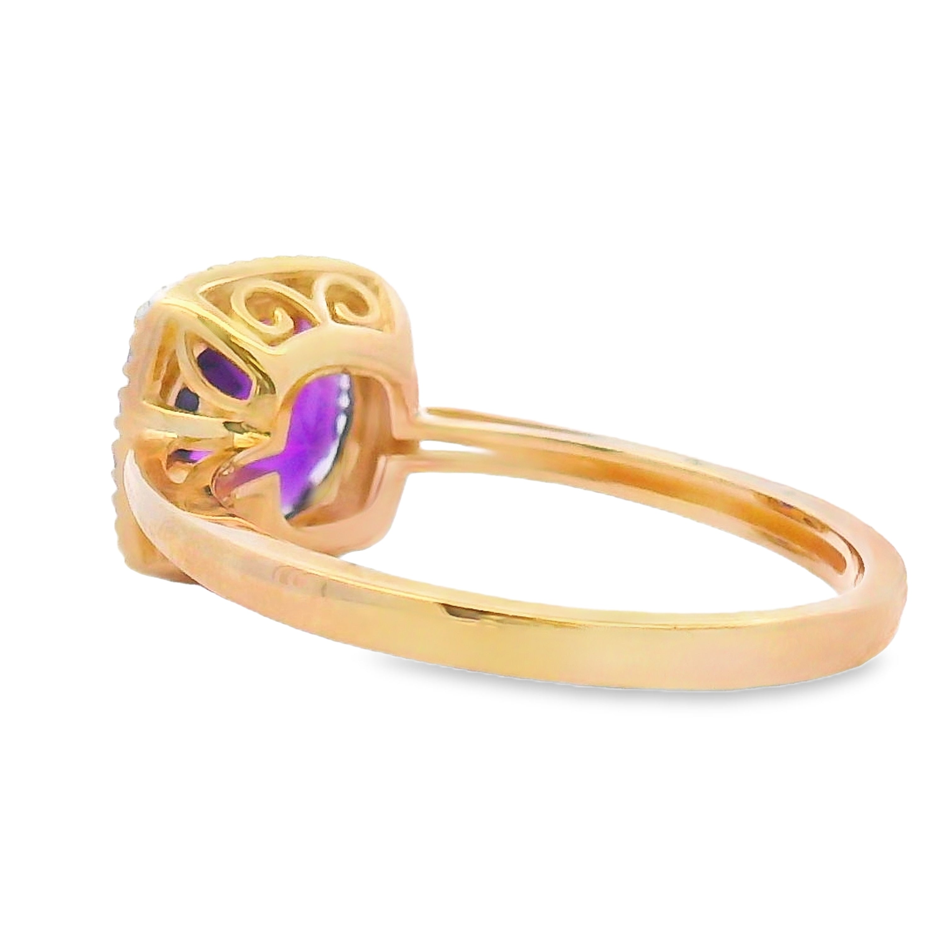 1.34ct Amethyst Diamond Ring 10K Yellow Gold