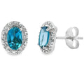 London Blue Topaz Diamond Earrings 10K White Gold