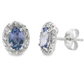 Aretes de diamante de alejandrita de oro blanco de 10 qt creados