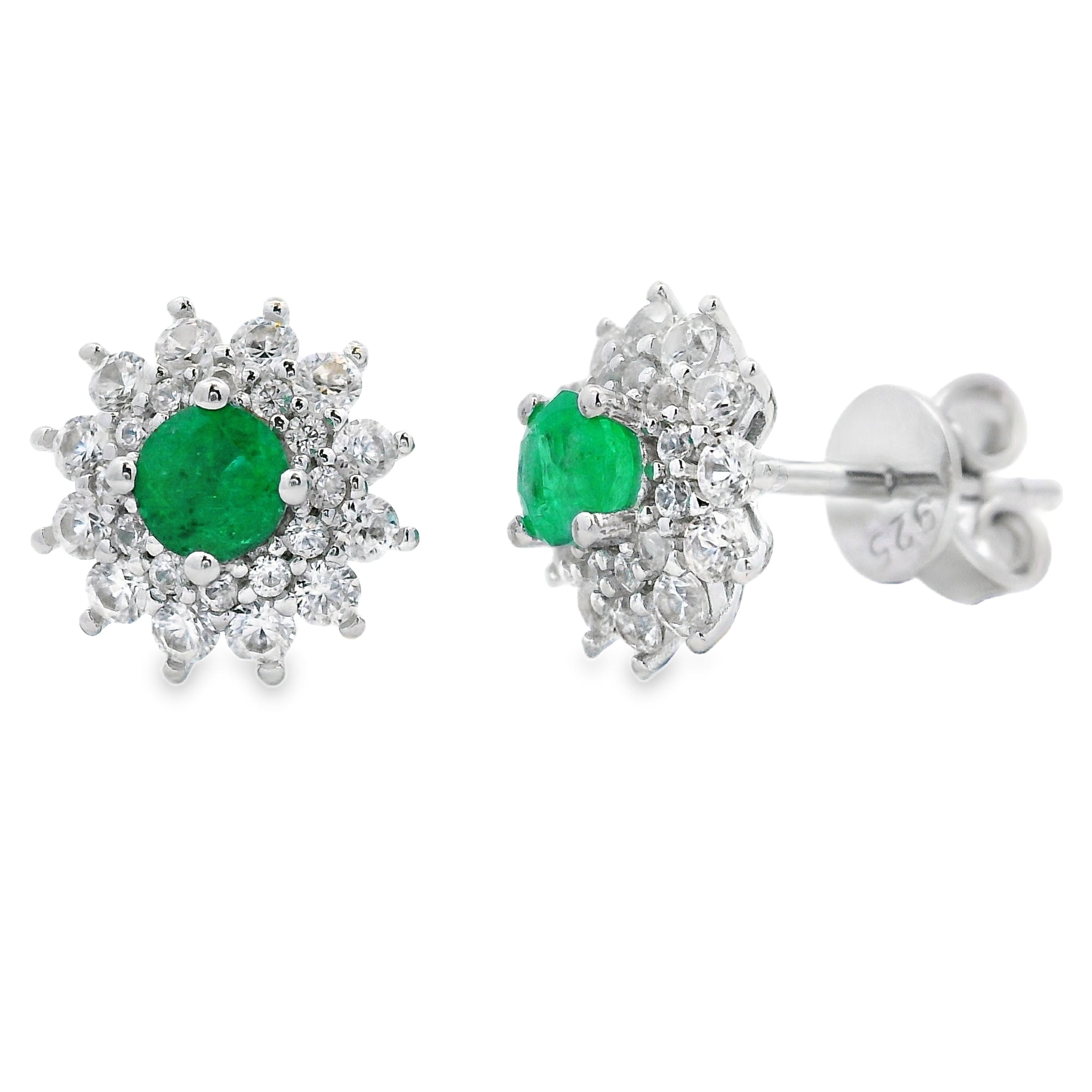 1.19ct Esmeralda Zircon Aretes Plata Esterlina