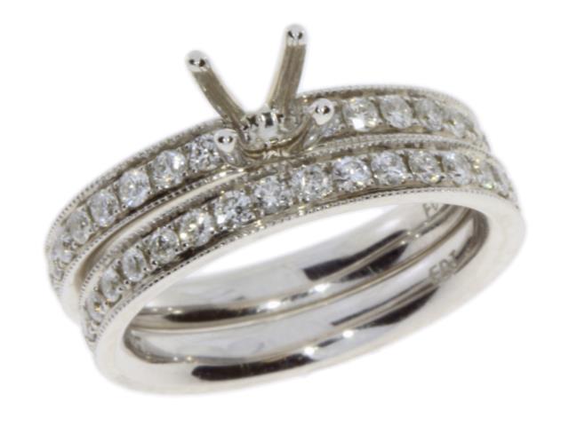 Diamond Semi Mount Engagement Ring 14K White Gold