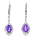 2.13ct Amethyst Diamond Dangle Earrings 10K White Gold