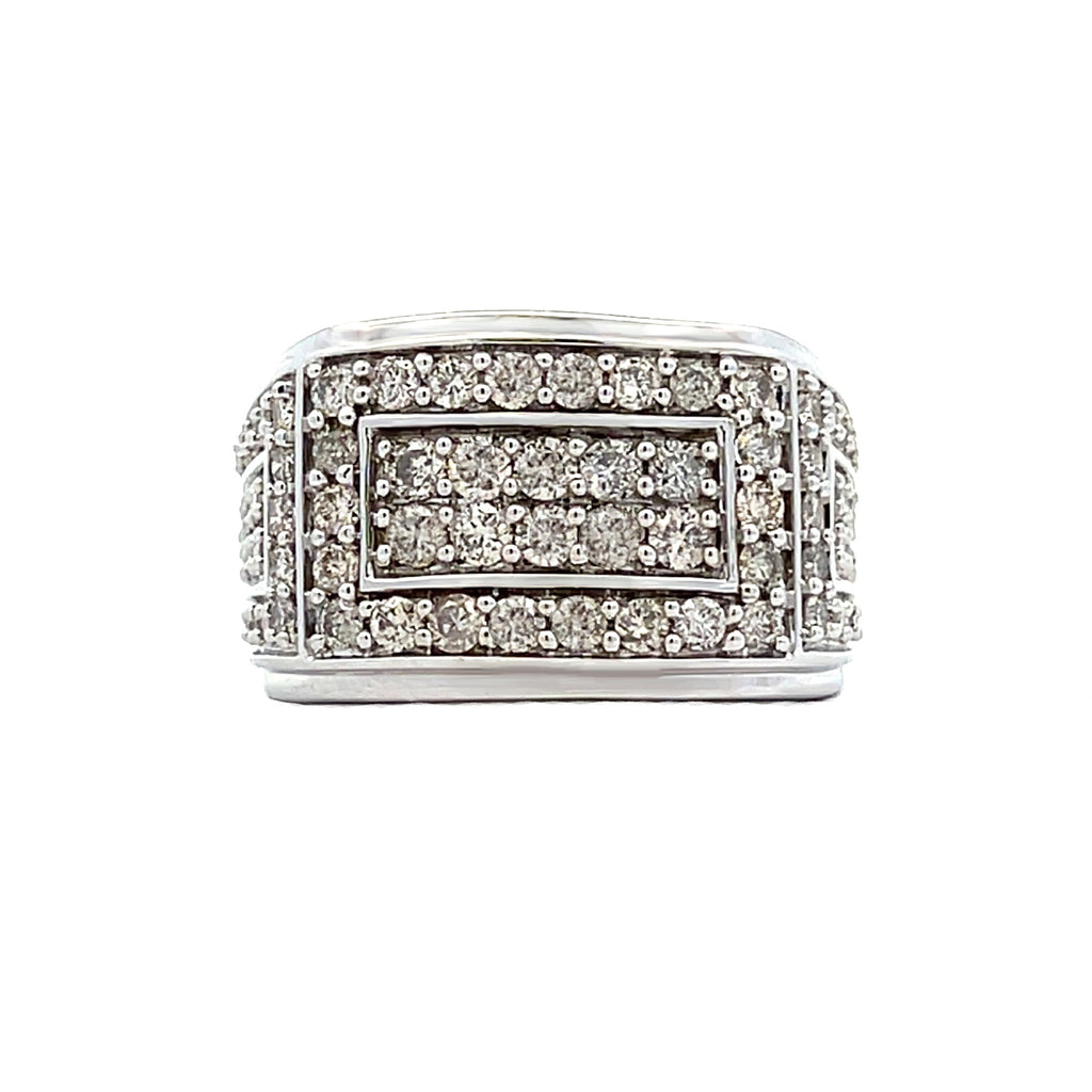 Anillo de hombre de oro blanco de 10KT con diamante natural de 2.04 ct.