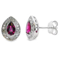 Rhodolite Garnet Diamond Stud Earrings 10K White Gold