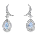 Aquamarine Diamond Dangle Earrings 10K White Gold