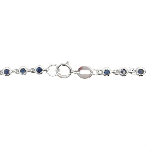 .87ct Sapphire Diamond Bracelet 14KT White Gold