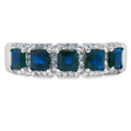 Sapphire Diamond Wedding Band Ring 10K White Gold