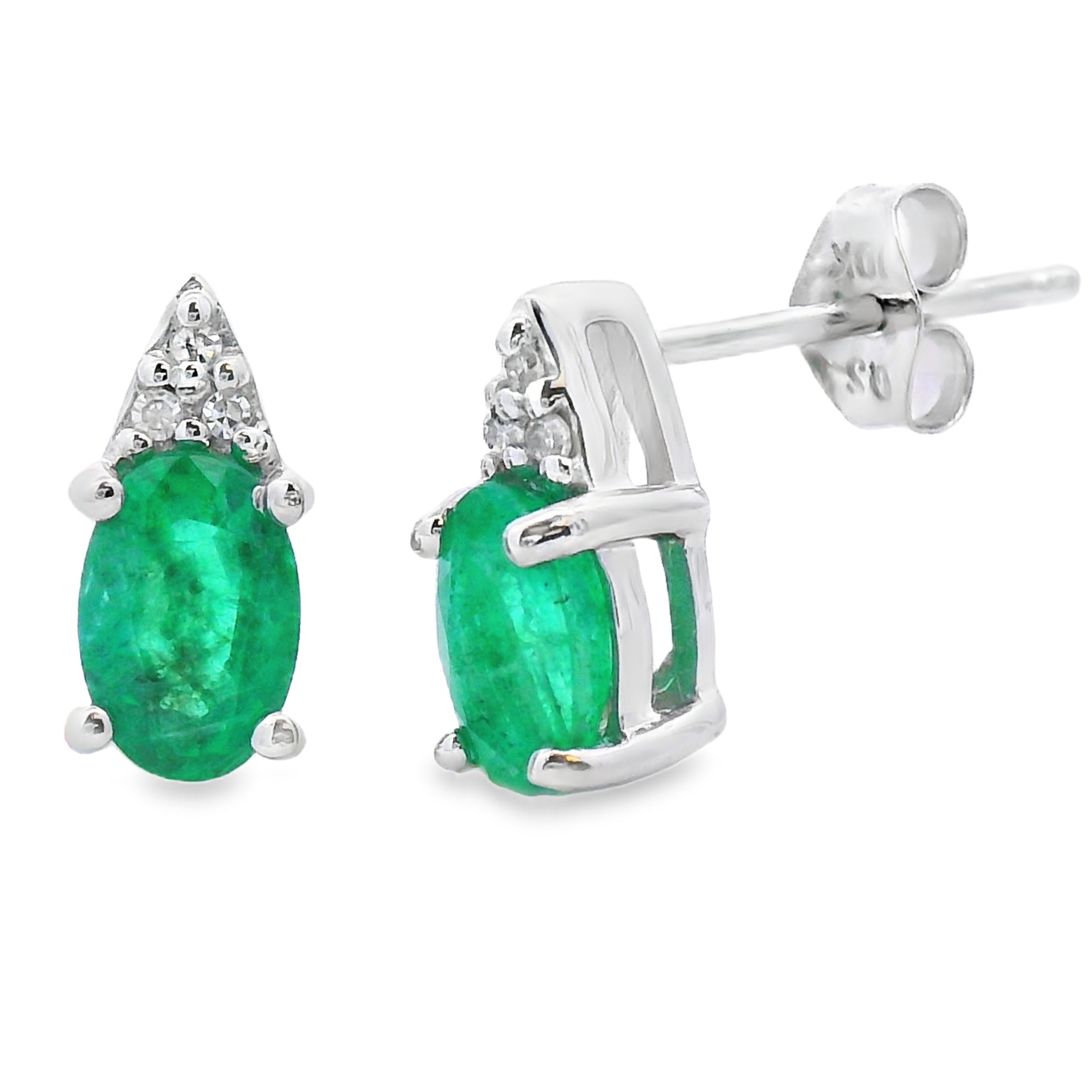 1.03ct Esmeralda Diamond Stud Earrings 10KT Oro blanco