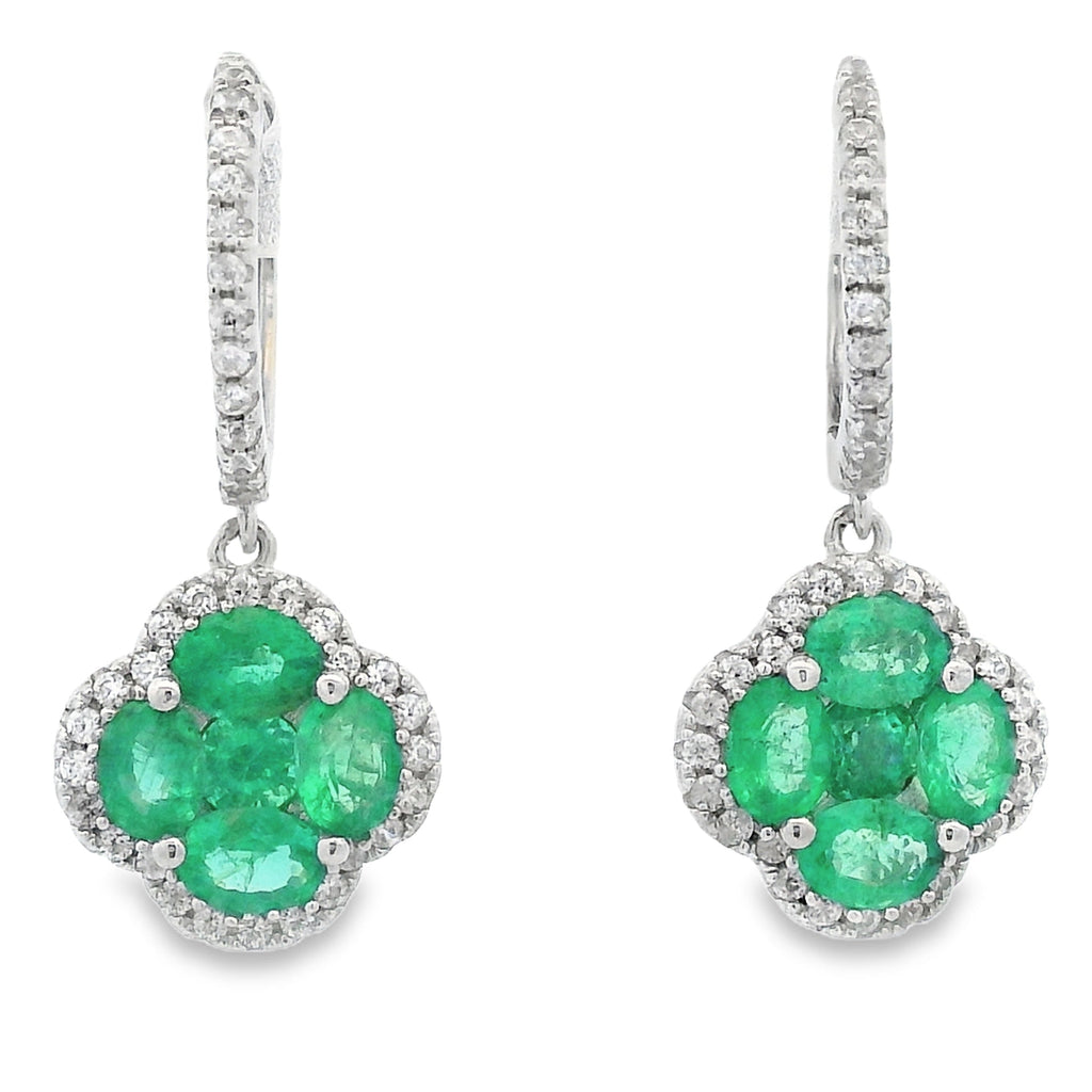 1.93 ct Emerald Zircon Dangle Earrings Sterling Silver