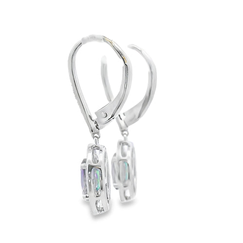 .89ct Mystic Fire Topaz Dangle Earrings 10KT White Gold