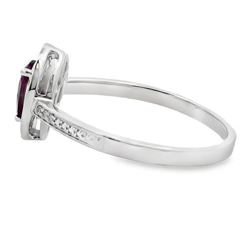 .56ct Garnet Diamond Ring 10KT White Gold