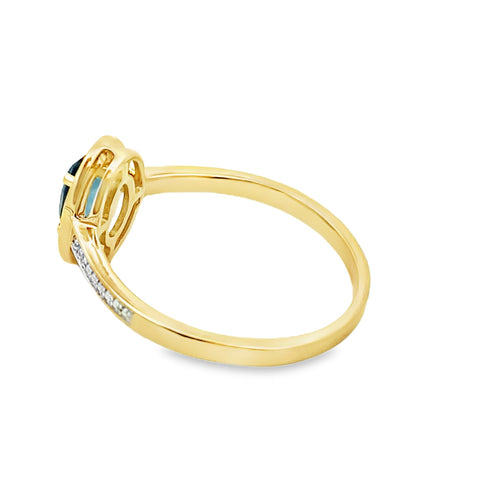 .59ct London Blue Topaz Diamond Ring 10KT Yellow Gold