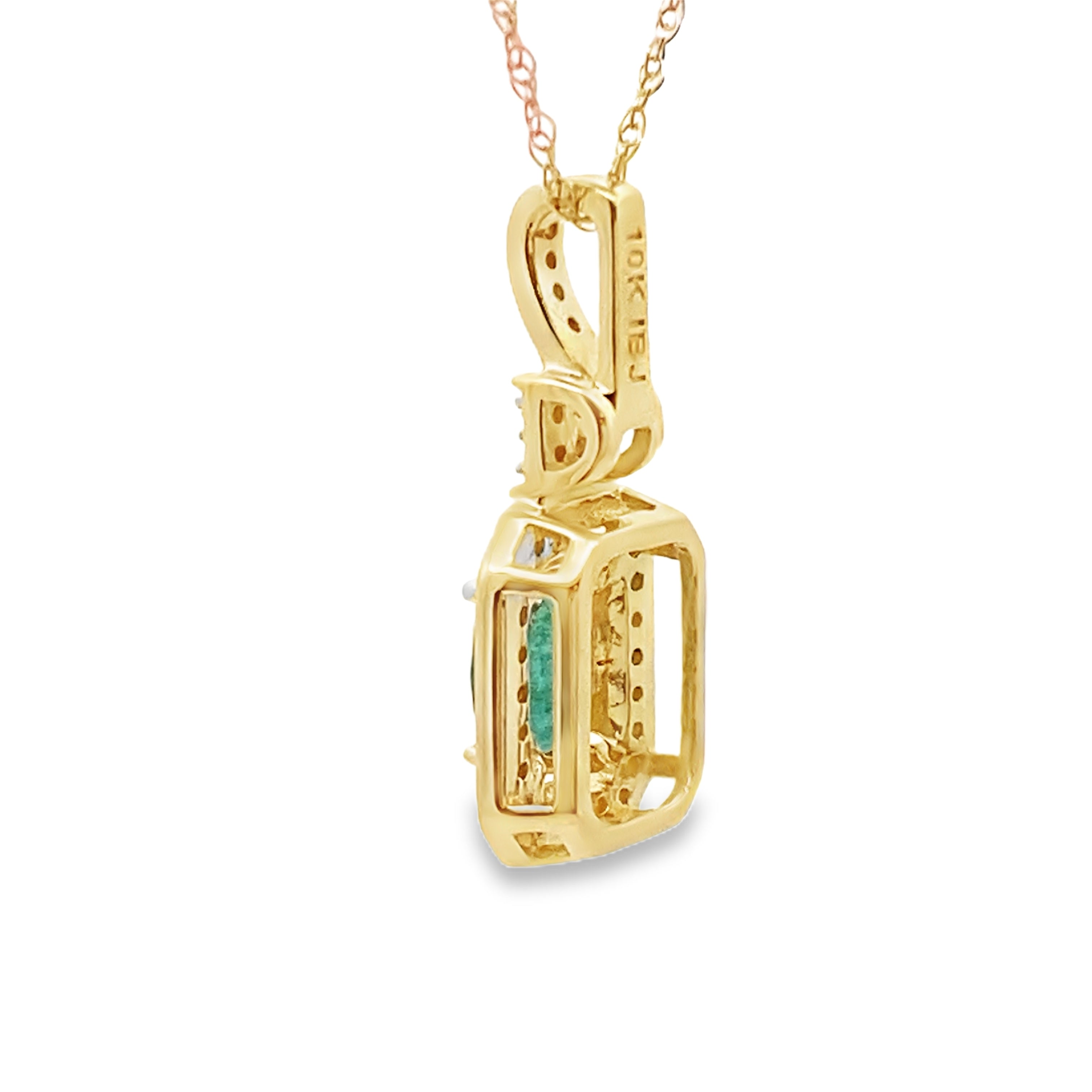 .58ct Esmeralda Diamante Colgantes de Moda Oro Amarillo 10KT