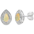 .26ct Opal Diamond Earrings 10K White Gold