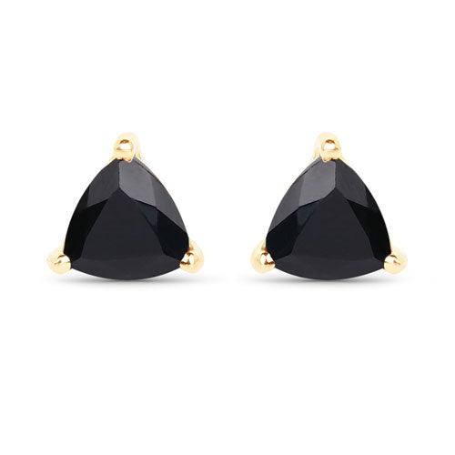 0.70 Carat Genuine Black Sapphire 14K Yellow Gold Earrings
