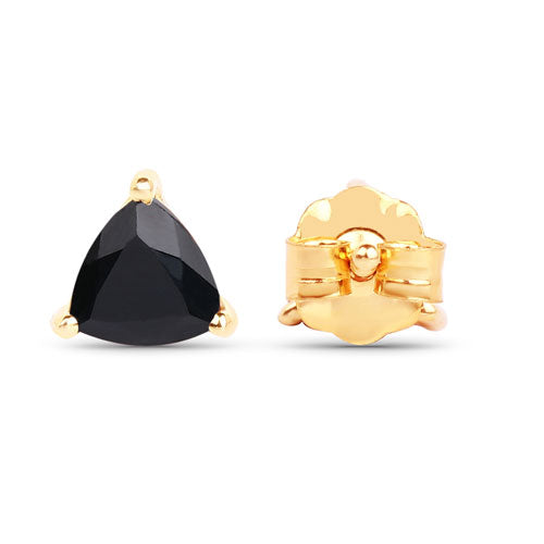 0.70 Carat Genuine Black Sapphire 14K Yellow Gold Earrings