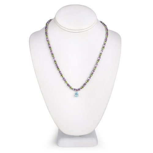 32.50 Carat Genuine Multi-Stone .925 Sterling Silver Necklace
