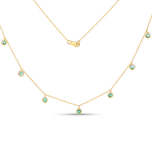 0.90 Carat Genuine Zambian Emerald 10K Yellow Gold Necklace