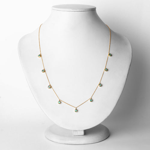 0.90 Carat Genuine Zambian Emerald 10K Yellow Gold Necklace