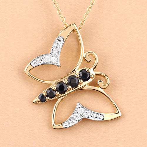 0.56 Carat Genuine Blue Sapphire and White Zircon .925 Sterling Silver Necklace