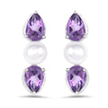 2.78 Carat Genuine Amethyst and Pearl .925 Sterling Silver Earrings