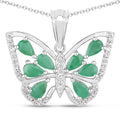 1.91 Carat Genuine Emerald and White Zircon .925 Sterling Silver Pendant