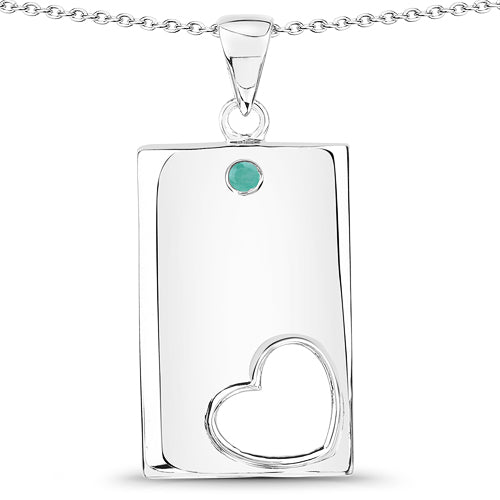 0.03 Carat Genuine Emerald .925 Sterling Silver Pendant