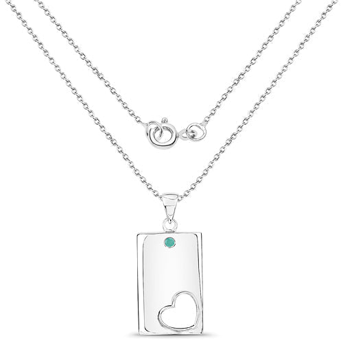 0.03 Carat Genuine Emerald .925 Sterling Silver Pendant