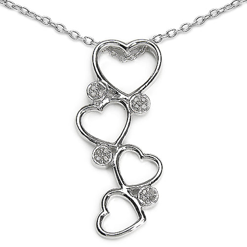 0.07 Carat Genuine White Diamond .925 Sterling Silver Pendant