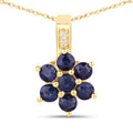 0.43 Carat Genuine Blue Sapphire and White Diamond 10K Yellow Gold Pendant