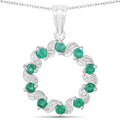 1.10 Carat Genuine Emerald and White Topaz .925 Sterling Silver Pendant
