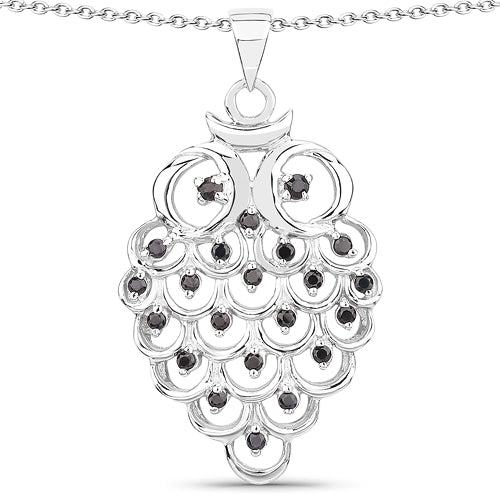 0.67 Carat Genuine Black Sapphire .925 Sterling Silver Pendant