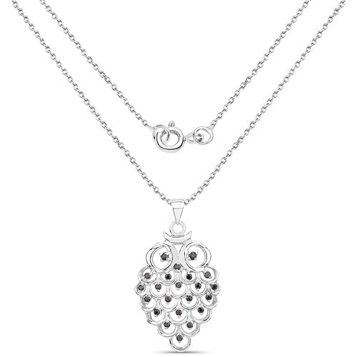 0.67 Carat Genuine Black Sapphire .925 Sterling Silver Pendant