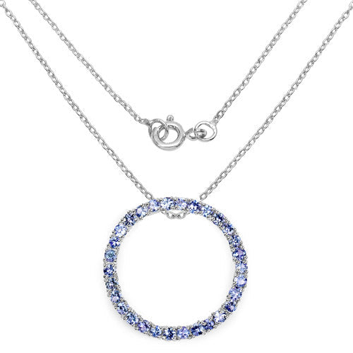 3.00 Carat Genuine Tanzanite .925 Sterling Silver Pendant
