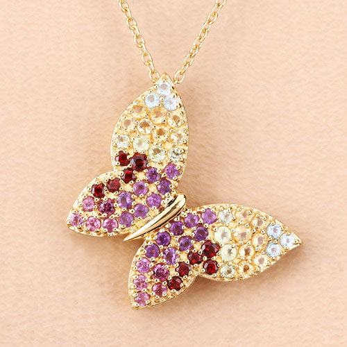 1.62 Carat Genuine Multi-Stone .925 Sterling Silver Pendant