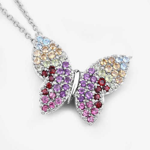 1.62 Carat Genuine Multi-Stone .925 Sterling Silver Pendant