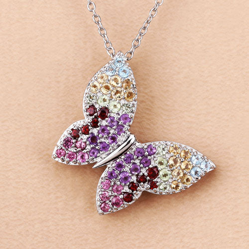 1.62 Carat Genuine Multi-Stone .925 Sterling Silver Pendant
