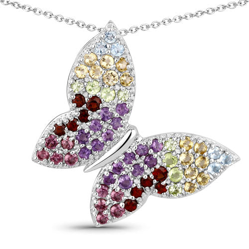 1.62 Carat Genuine Multi-Stone .925 Sterling Silver Pendant