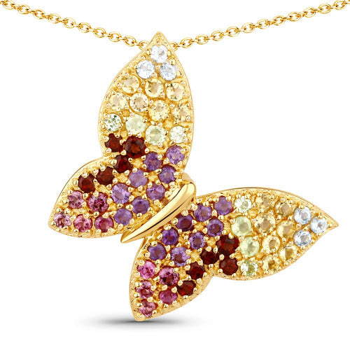 1.62 Carat Genuine Multi-Stone .925 Sterling Silver Pendant