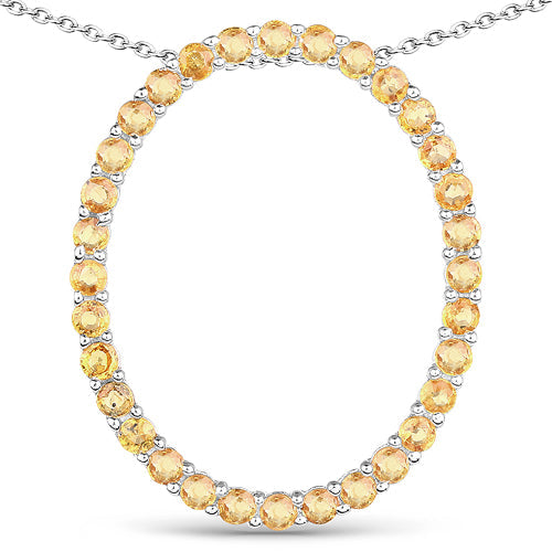 3.84 Carat Genuine Yellow Sapphire .925 Sterling Silver Pendant