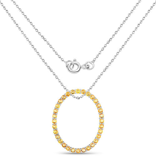3.84 Carat Genuine Yellow Sapphire .925 Sterling Silver Pendant