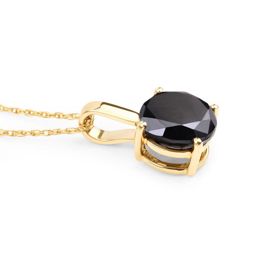 3.12 Carat Genuine Black Diamond 14K Yellow Gold Pendant