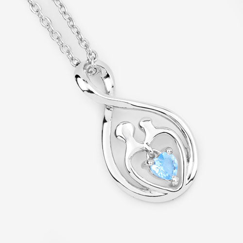 0.13 Carat Genuine Swiss Blue Topaz .925 Sterling Silver Pendant