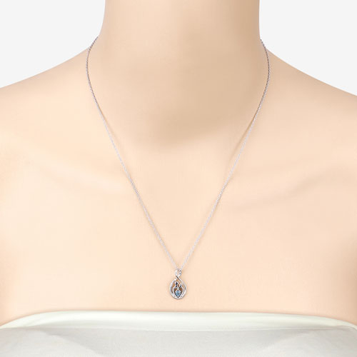 0.13 Carat Genuine Swiss Blue Topaz .925 Sterling Silver Pendant