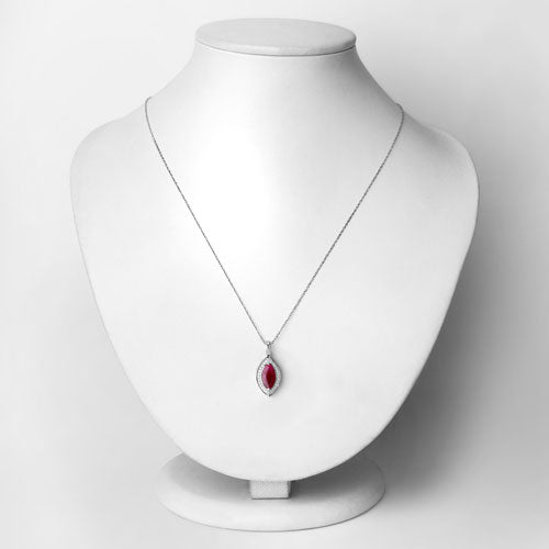 1.52 Carat Genuine Ruby and White Diamond 10K White Gold Pendant