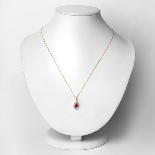 0.69 Carat Genuine Ruby and White Diamond 14K Yellow Gold Pendant